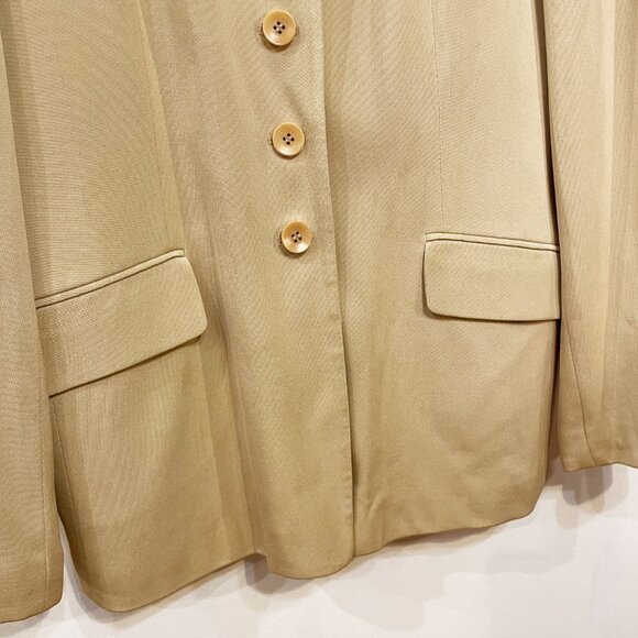EUC Vintage 100% Silk Tailored Blazer Talbots Beige 8-10 fit - Picture 4 of 8